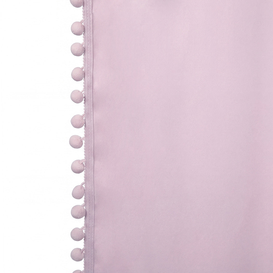 Pink Blackout Curtains Pom Pom 132x160cm | Simpledeals