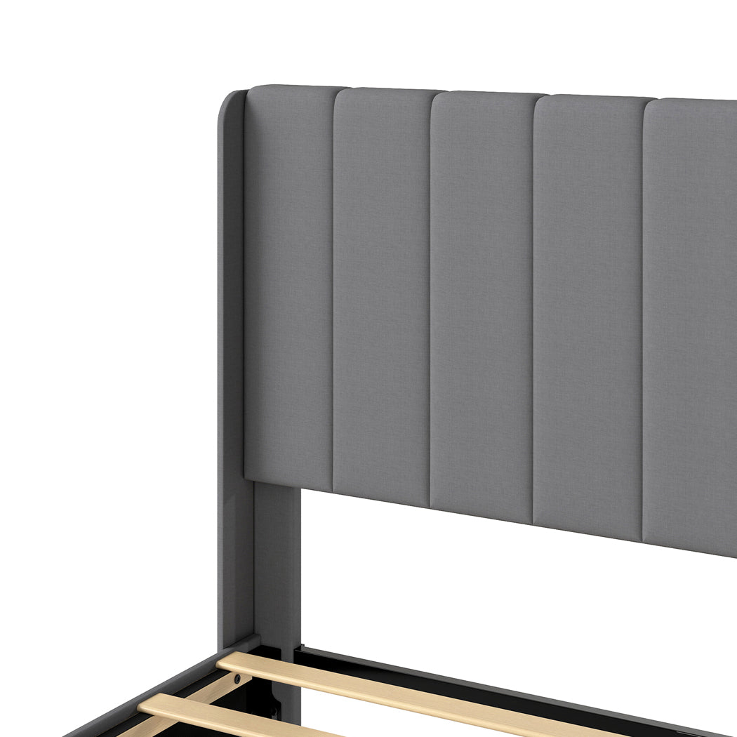 Double Bed Frame Grey Upholstered 190.7x137x103cm