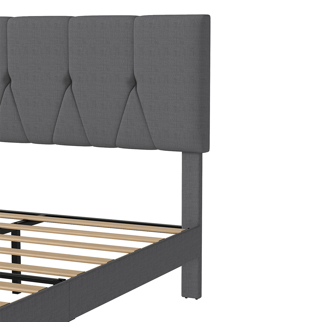 Upholstered Bed Frame Double Grey 193.5x140x103cm
