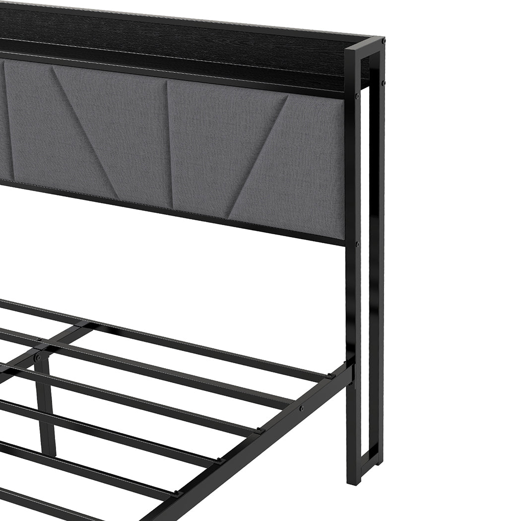 Queen Bed Frame Grey Steel 204x153cm