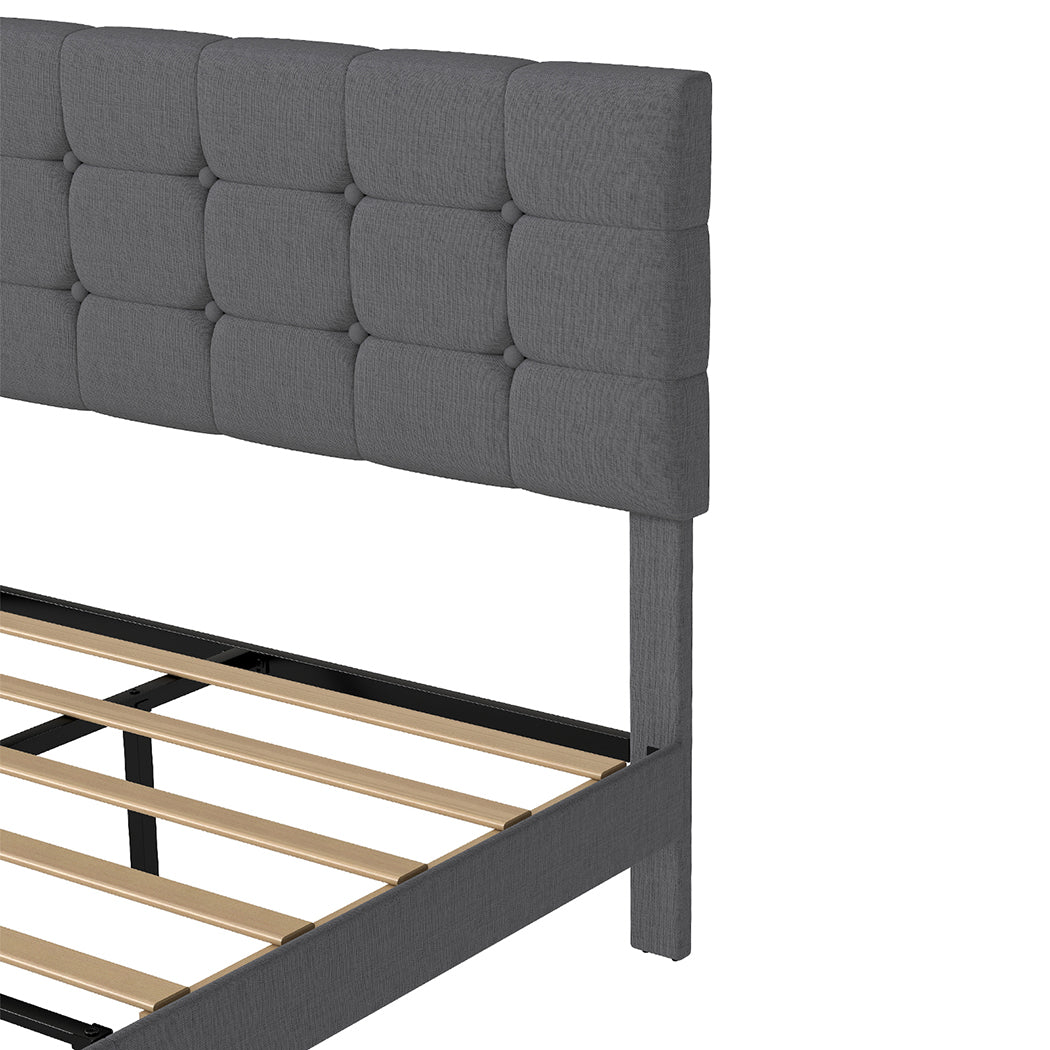 Grey Upholstered Bed Frame Queen 203.5x155x103cm