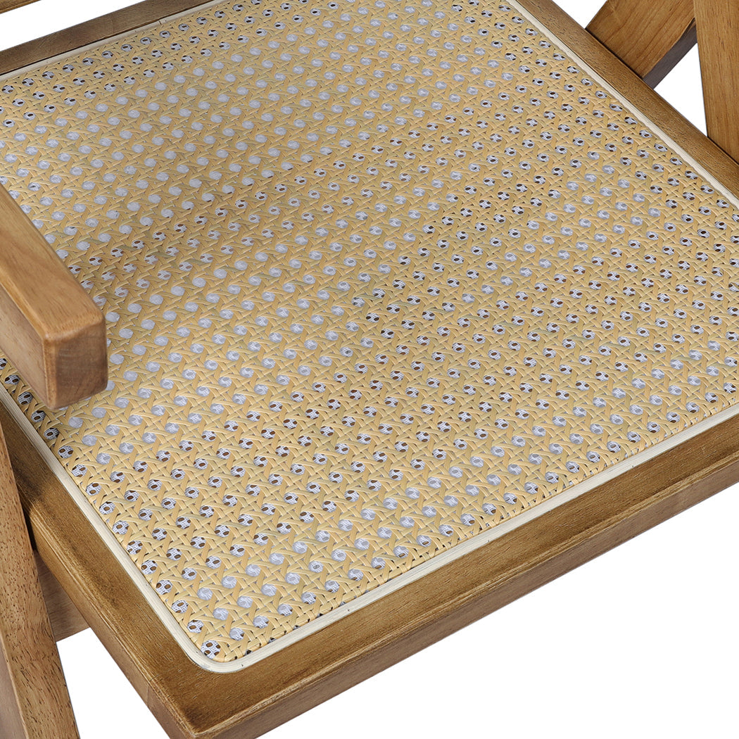 Wood finish - Contemporary 2x Dining Chair Solid Wood Rattan Natural  Adjustable