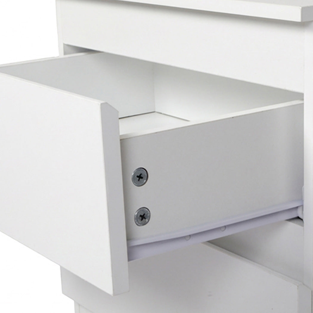 Bedside Table 3 Drawers White 45x35x61cm