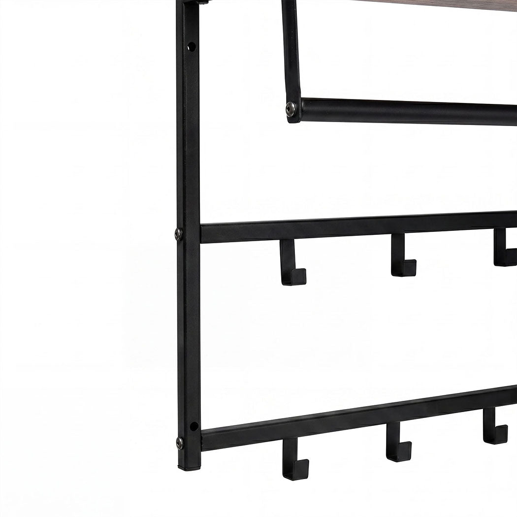 Floating Shelf Coat Rack Black 16x16cm