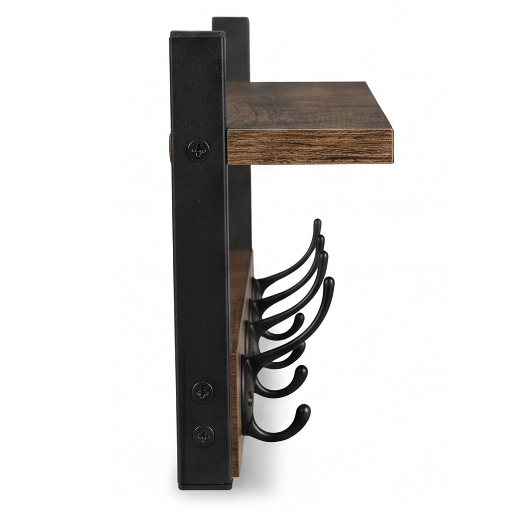 Wall Mounted Coat Rack Shelf Double Hooks | Simpledeals