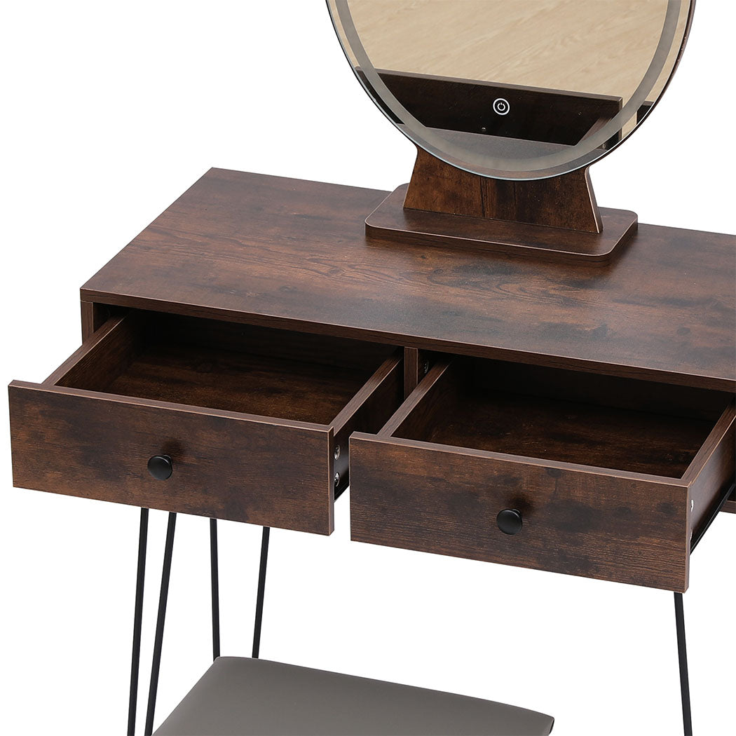 Premium Dressing Table LED Light Strip Brown  Durable Frame | Brown colour