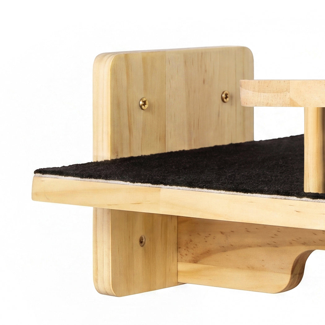 Corner Cat Shelf Natural Wood 22.5x19.3x1.8cm