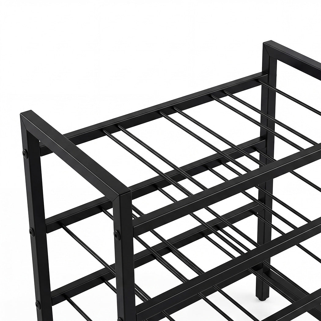 16 Bottle 4-Tier Metal Wine Rack Black | Simpledeals