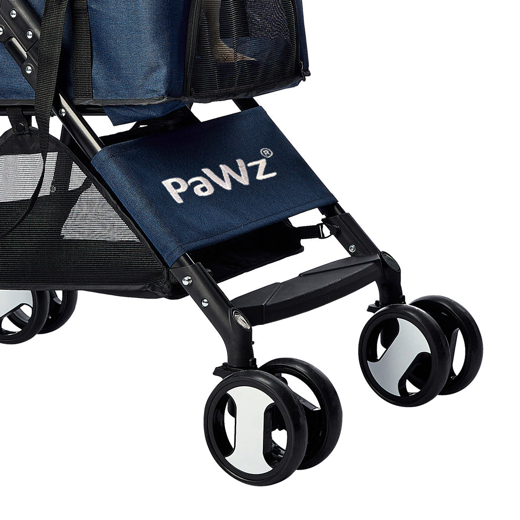 Large Pet Stroller Dog & Cat Carrier Blue Foldable Travel Pushchair
