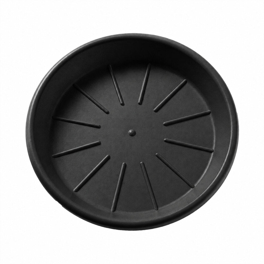 8 Inch Black Planter Pots Set 5 Drainage Saucers | Simpledea
