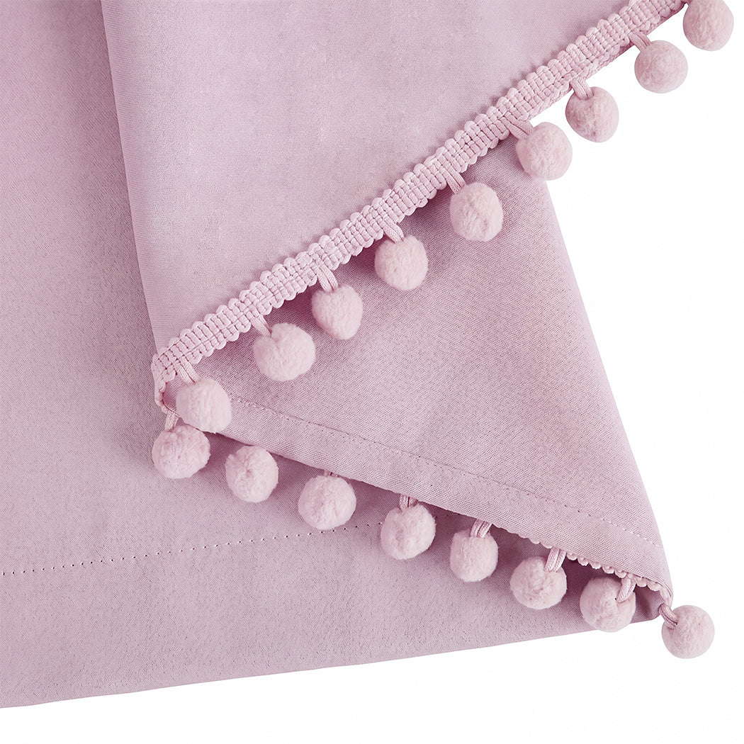 Pink Blackout Curtains Pom Pom 132x160cm | Simpledeals