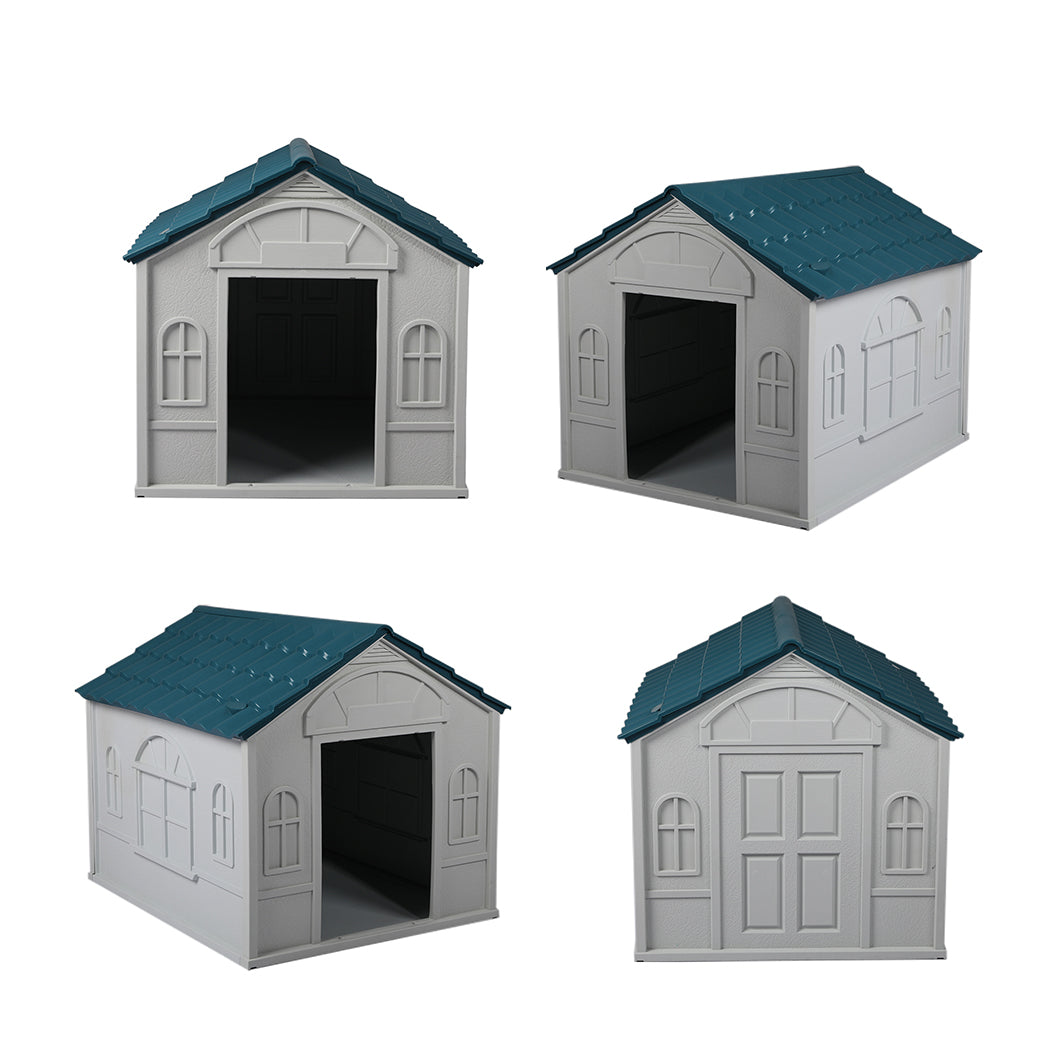 Dog Kennel Outdoor Indoor Pet Plastic XL Blue