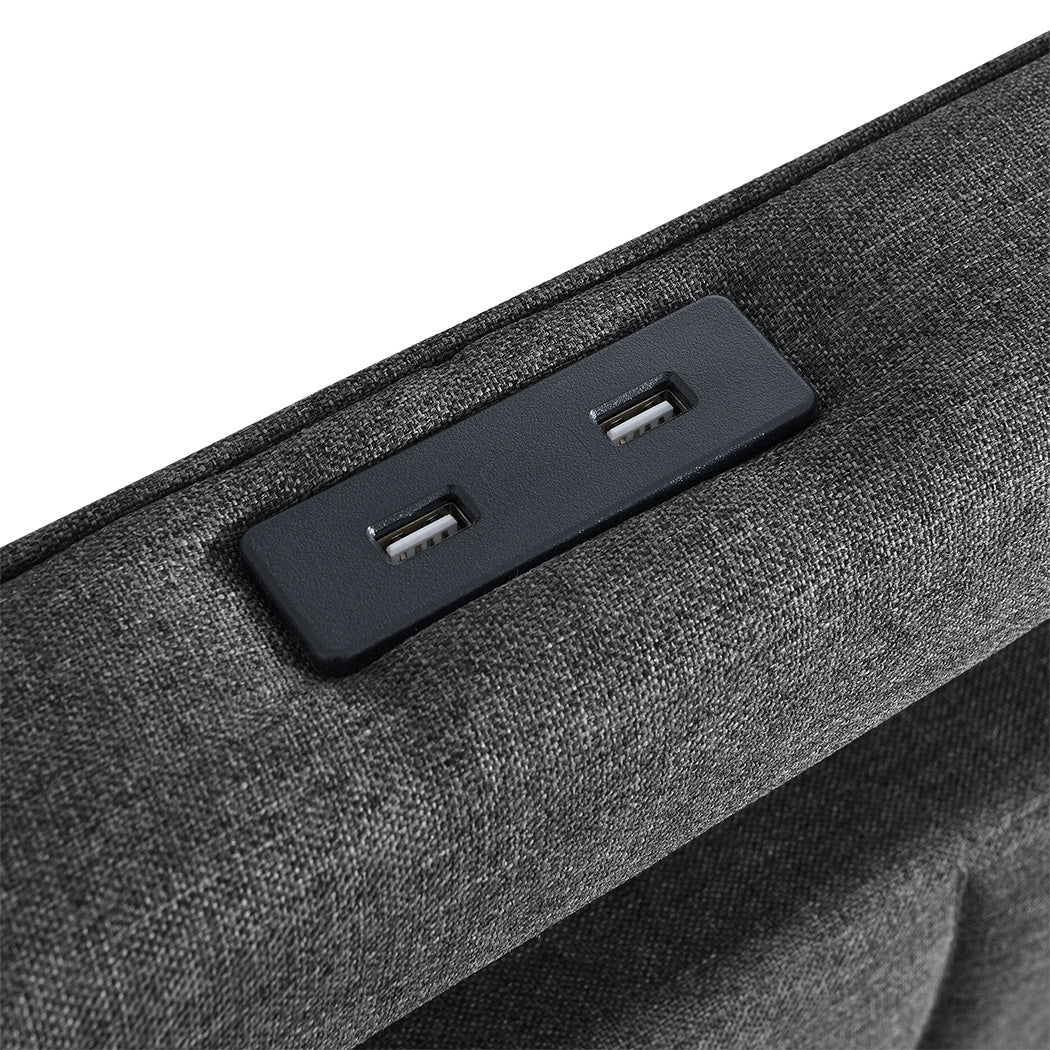 Single Bed Frame With Fabric Storage Drawer And LED USB