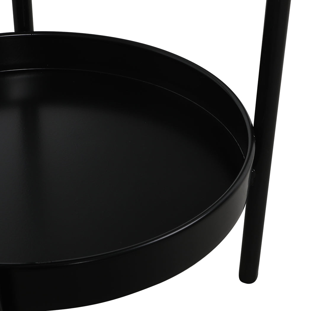 Black 2 Tier Plant Stand Large Garden Indoor Flower Holder