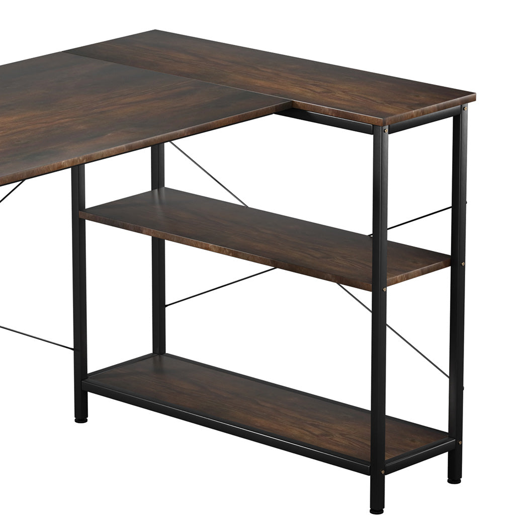 Functional L Shaped Computer Desk Corner Desk Brown  Wood Finish | id11&12