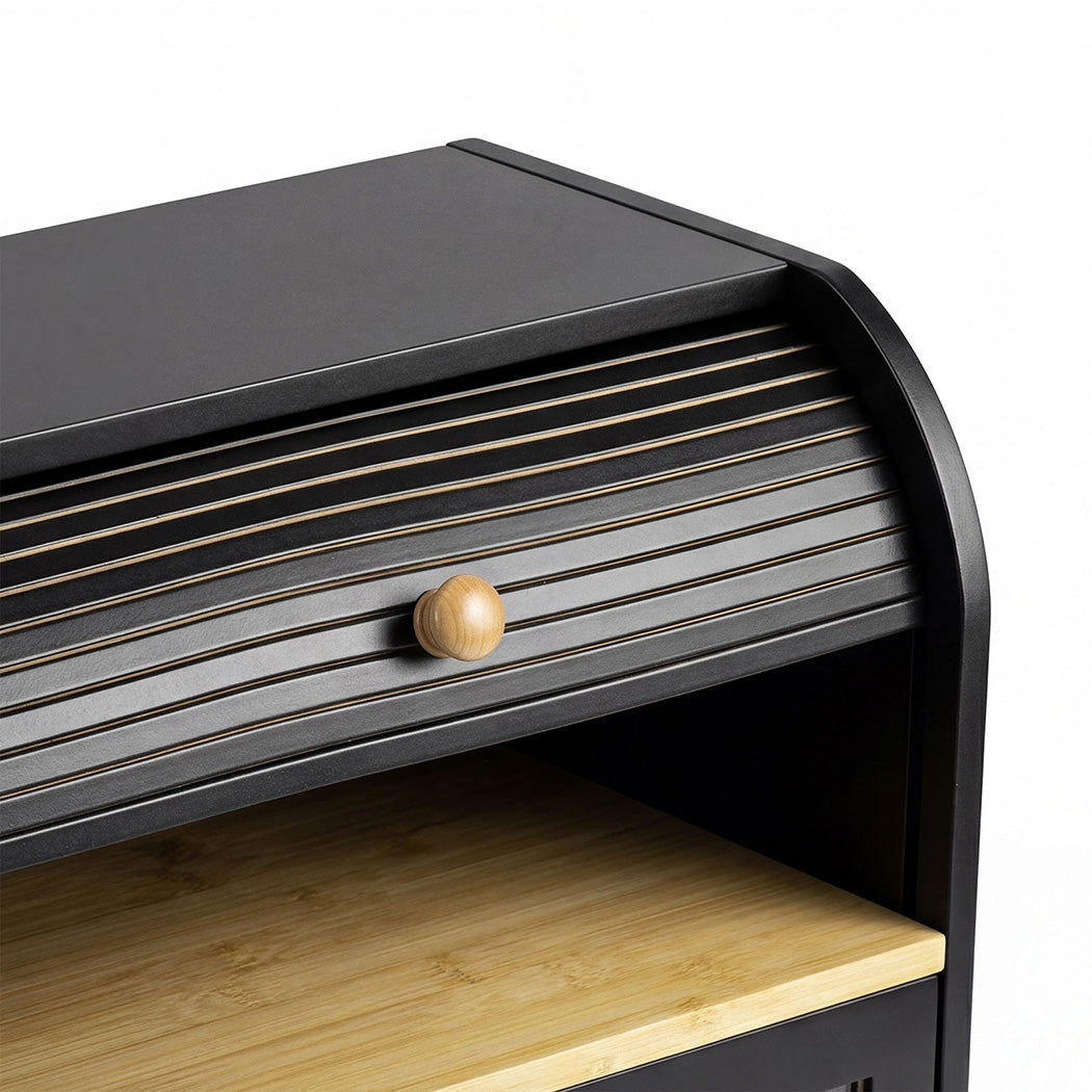 Bamboo Bread Bin 2 Tier Roll Top Kitchen Storage | Simpledea