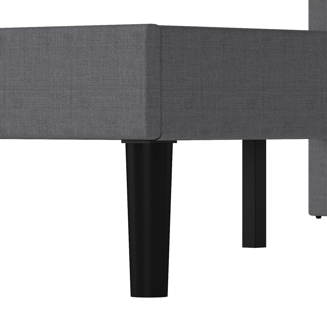 Double Bed Frame Upholstered Grey 193.5x140x103cm