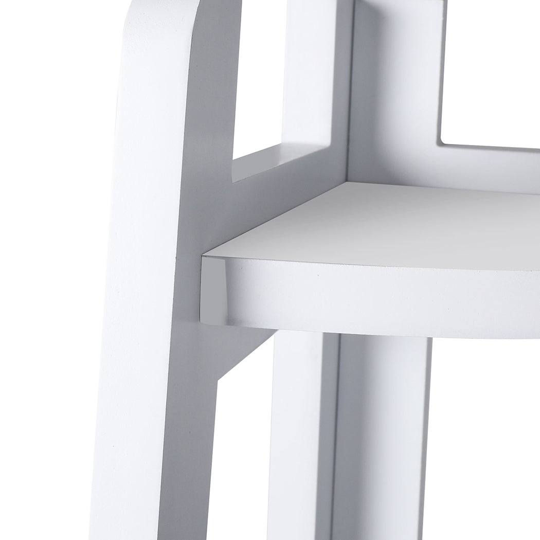 5 Tier Corner Shelf Wooden Storage White