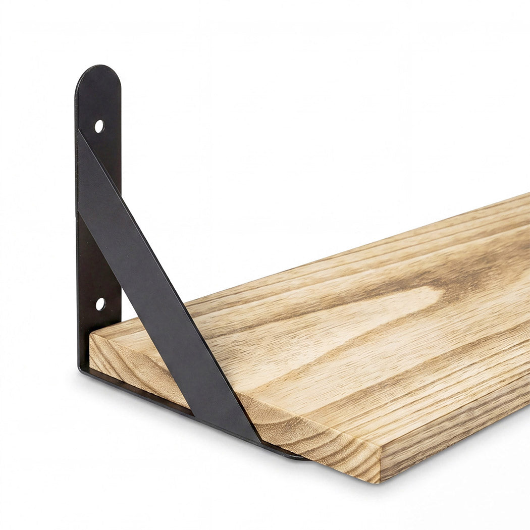 Floating Wall Shelves Rustic Wood 4pc Set | Simpledeals
