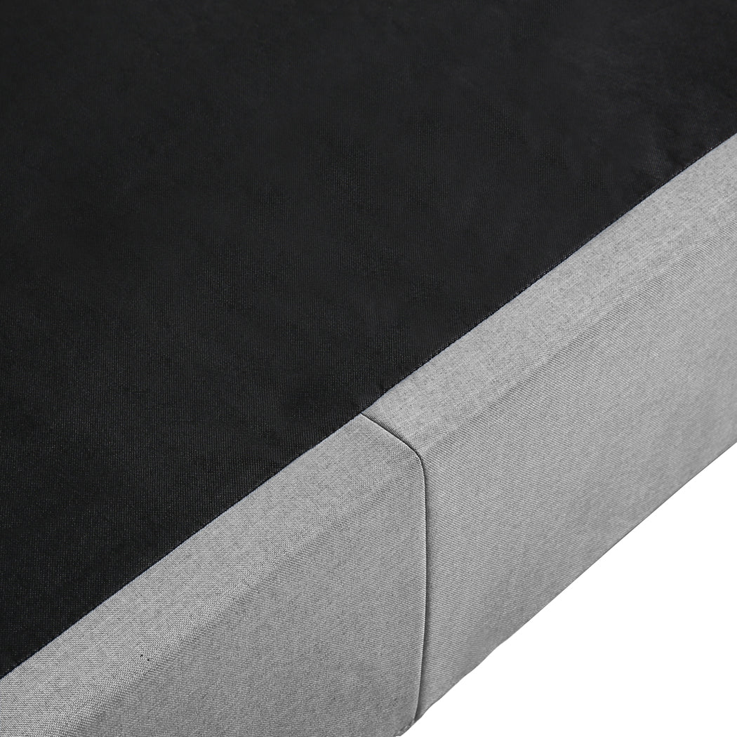 Queen Bed Frame Tufted Fabric Upholstered Grey Mattress Base