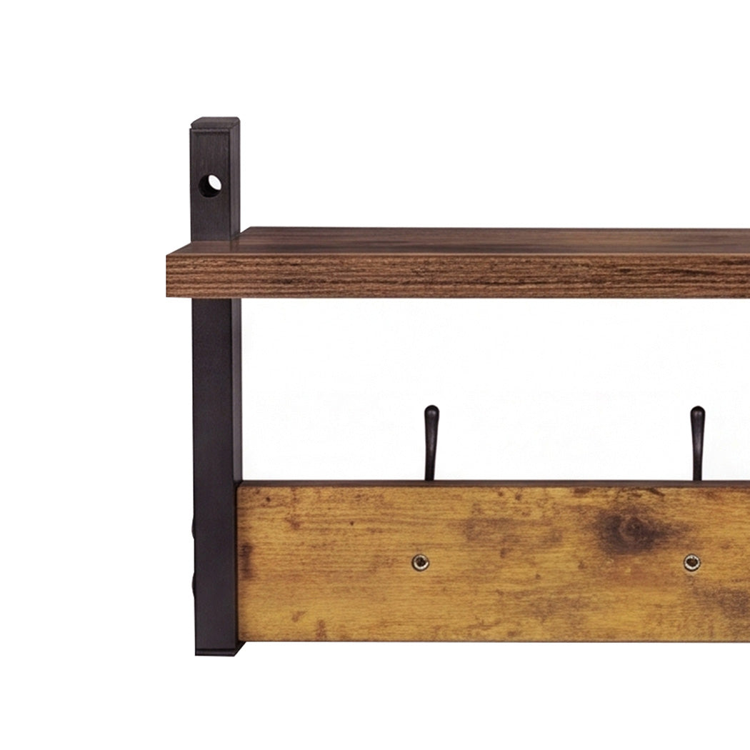Wall Mounted Coat Rack Shelf Double Hooks | Simpledeals