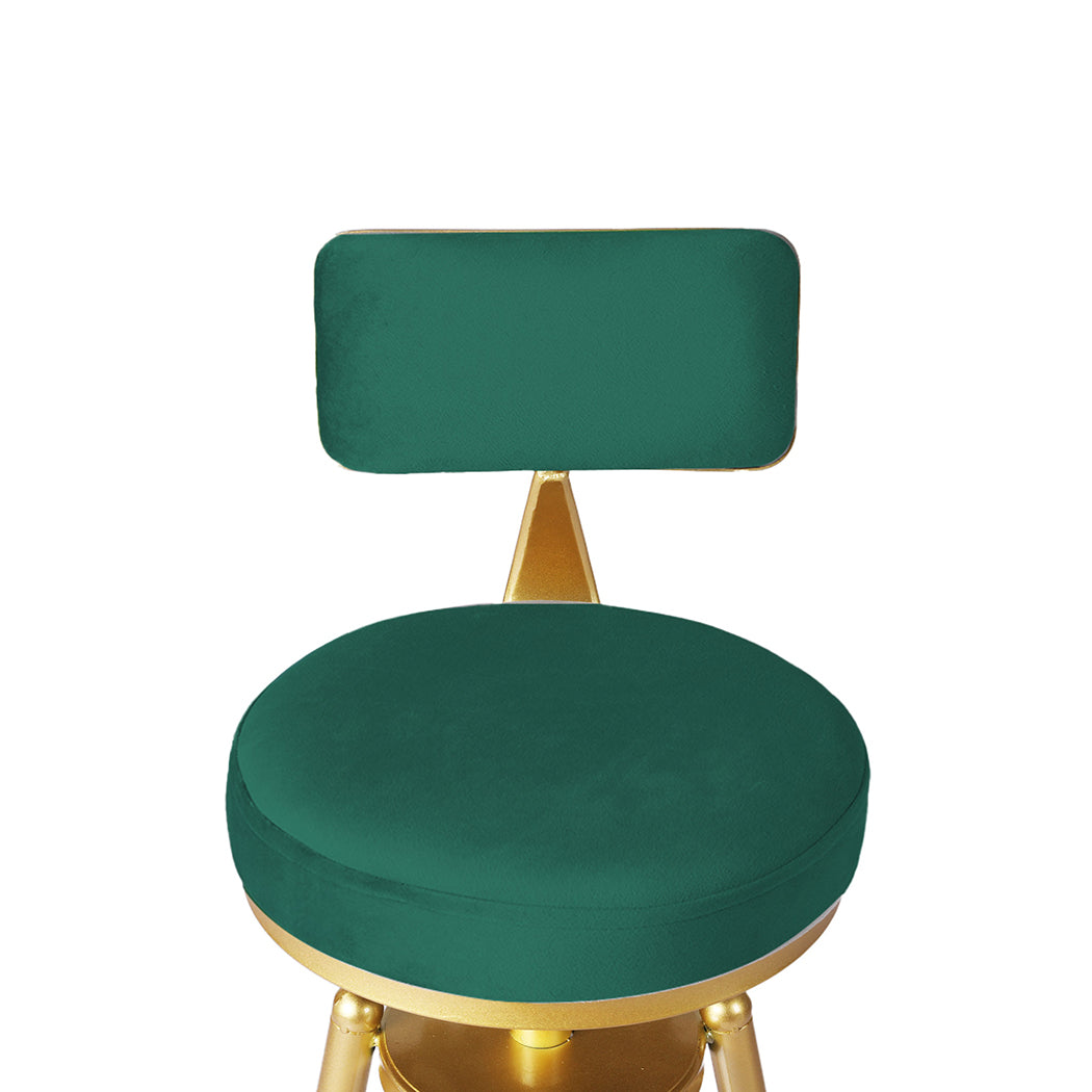 Green Velvet Bar Stool Adjustable Swivel Kitchen Counter Chair Footrest