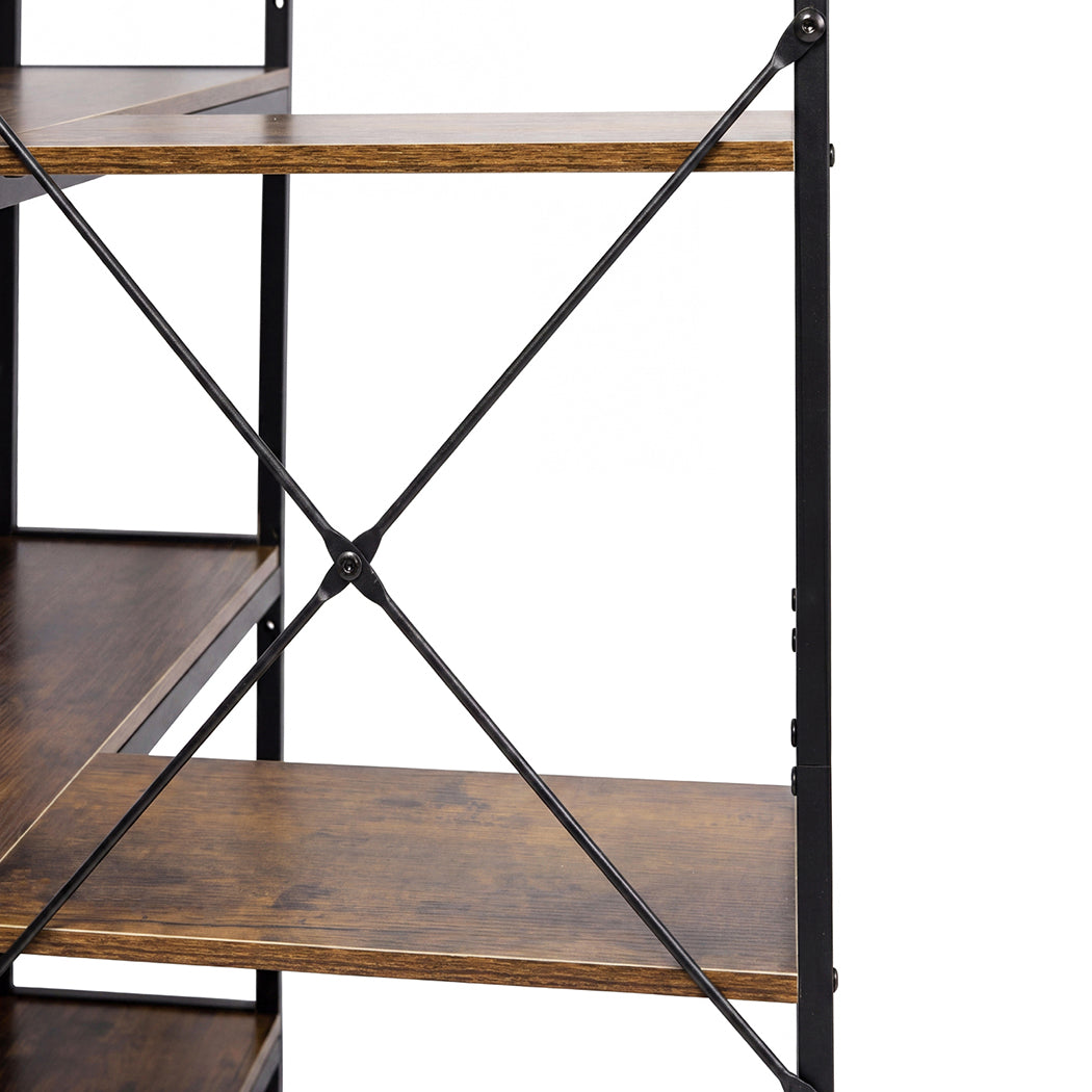 5 Tier Corner Bookshelf L-Shape Storage Brown | Simpledeals
