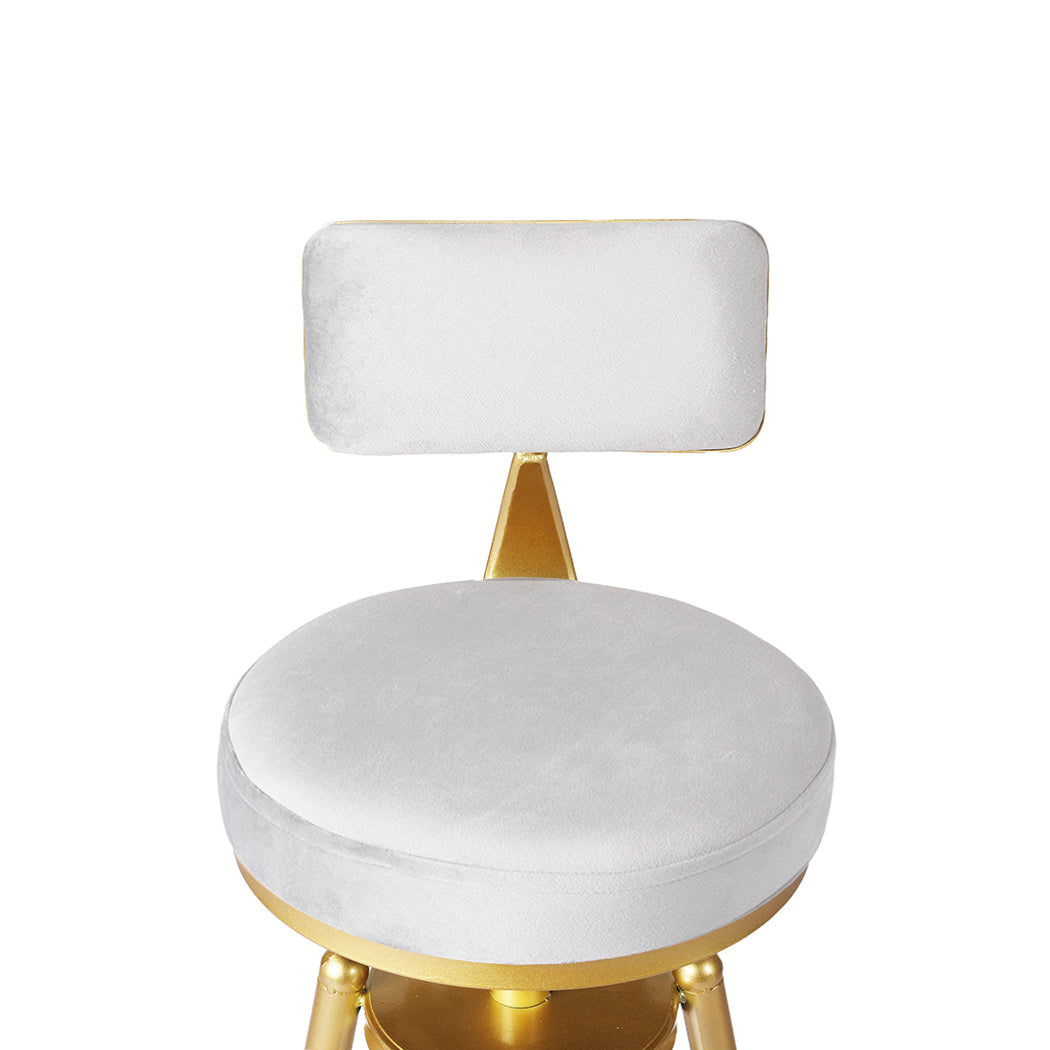 White Velvet Bar Stool Chair 33x33x70cm