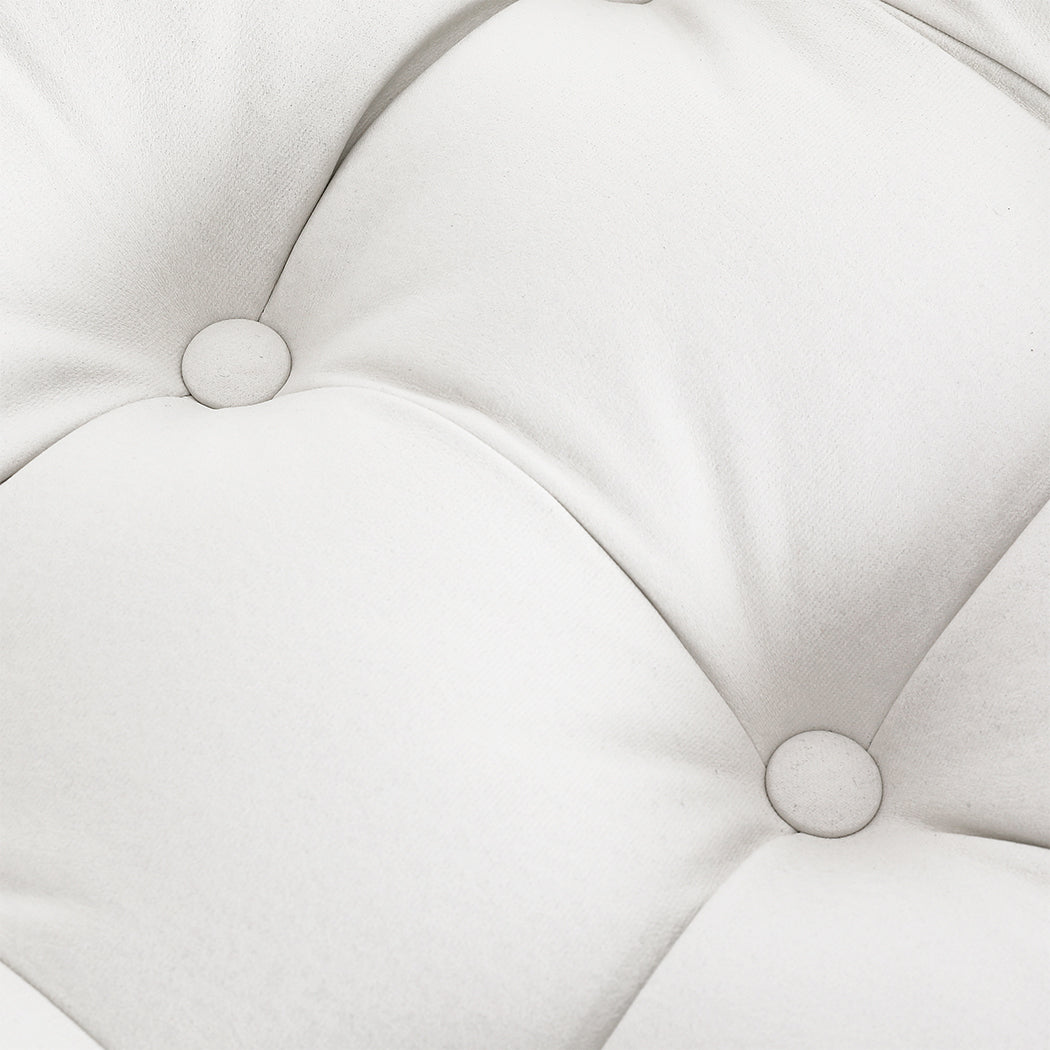 Cream Leather Ottoman Footstool 46x36x40cm
