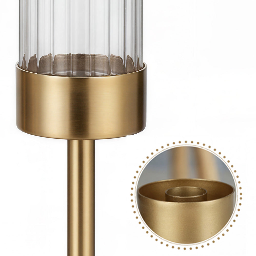 Gold Candle Holder Set Removable Glass 10x10x36cm