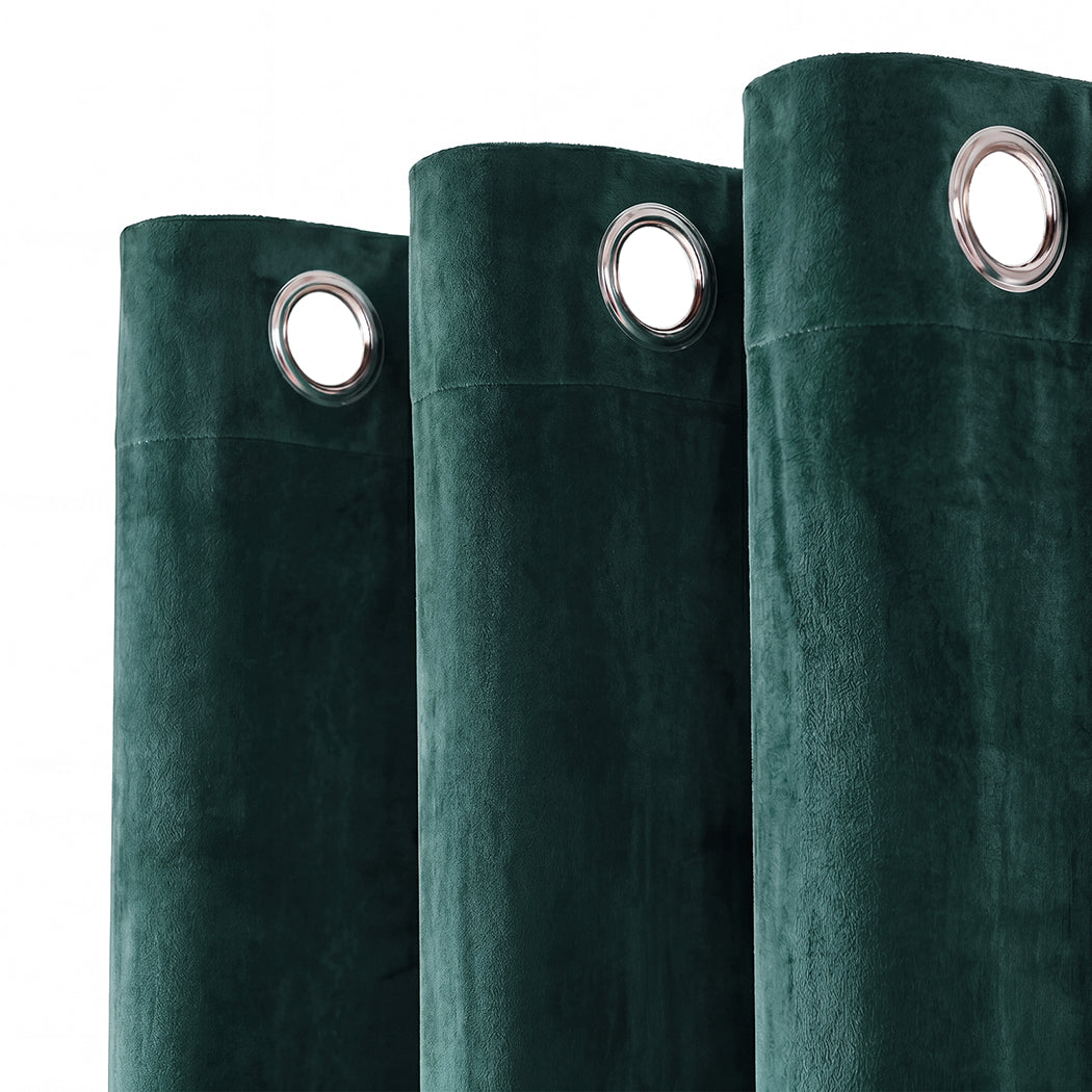 Green Velvet Blackout Curtains 2 Panels | Simpledeals