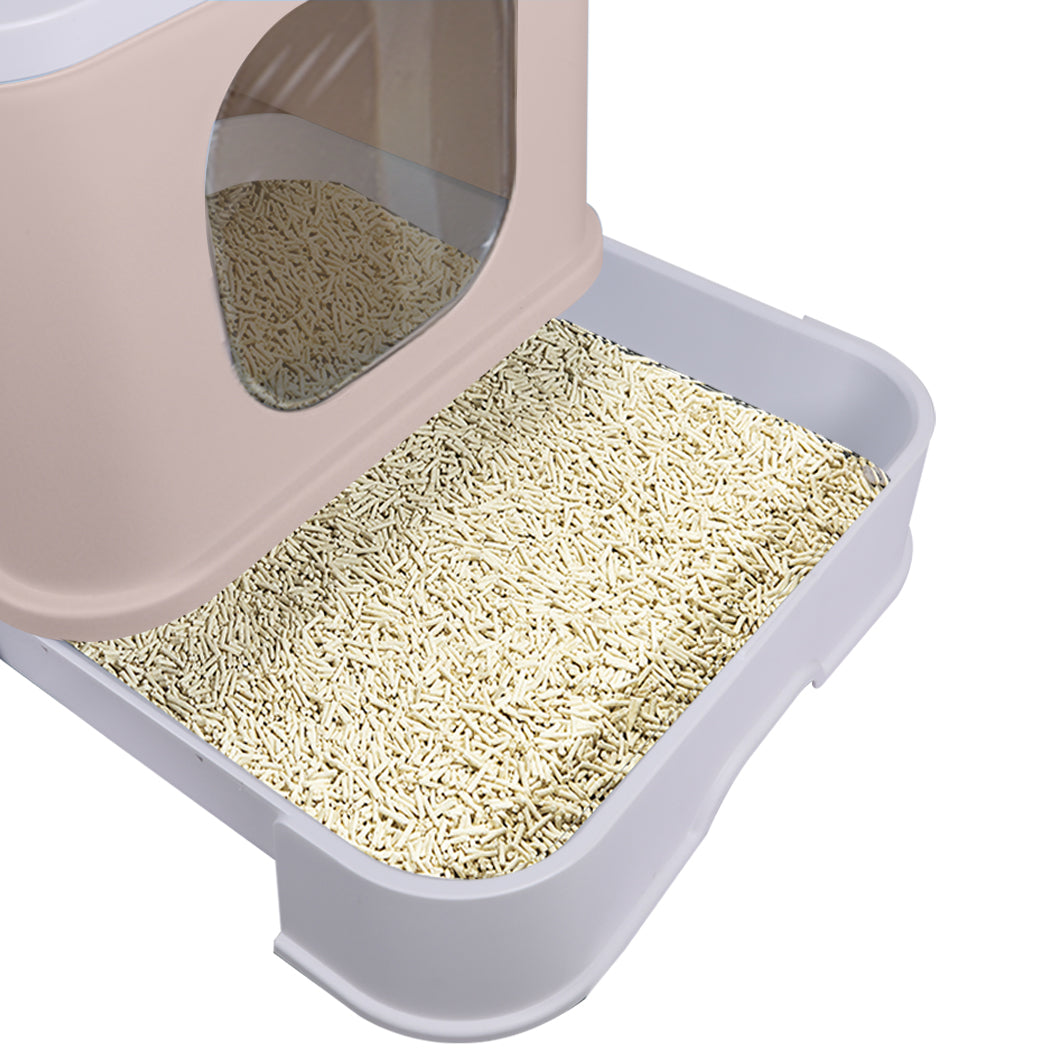 Cat Litter Box Fully Enclosed Kitty Coffee, Toilet Trapping Odor Control