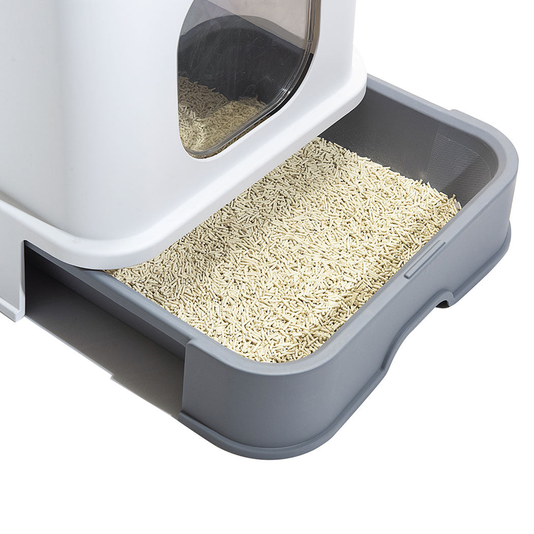 Cat Litter Box Fully Enclosed Kitty Grey