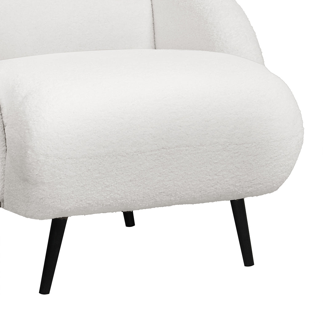 Stylish Sofa Chair Fleece Upholstered Single White  Adjustable Height