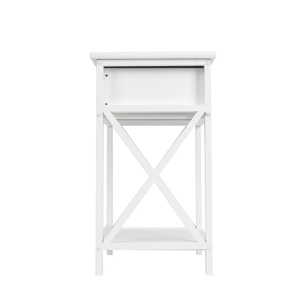 2x Bedside Tables Drawers Side