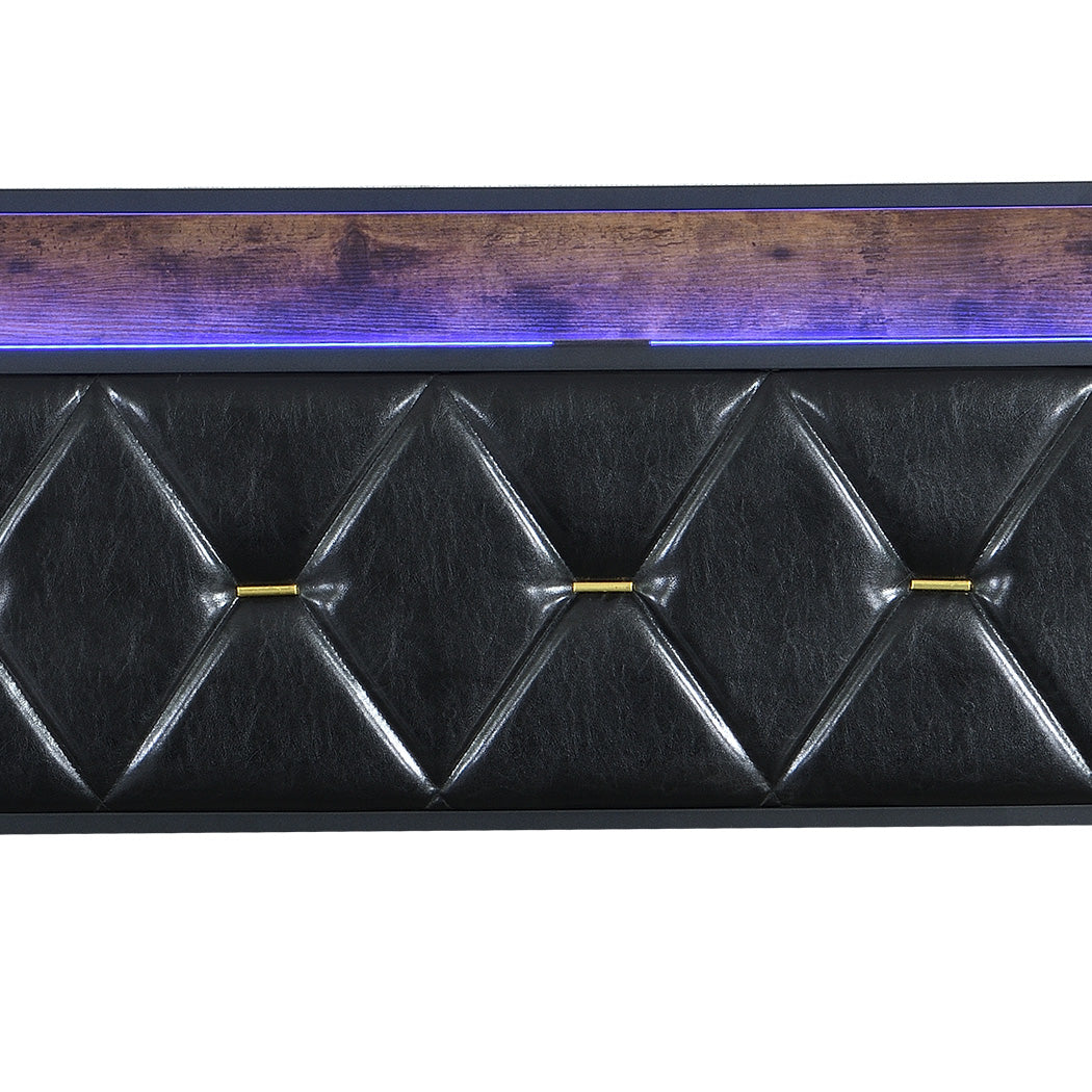 Queen - Queen Metal Bed Frame With LED Lights And Storage Drawers