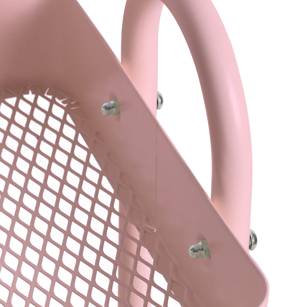 3 Tiers Kitchen Trolley Cart Pink | Steel Storage Rack