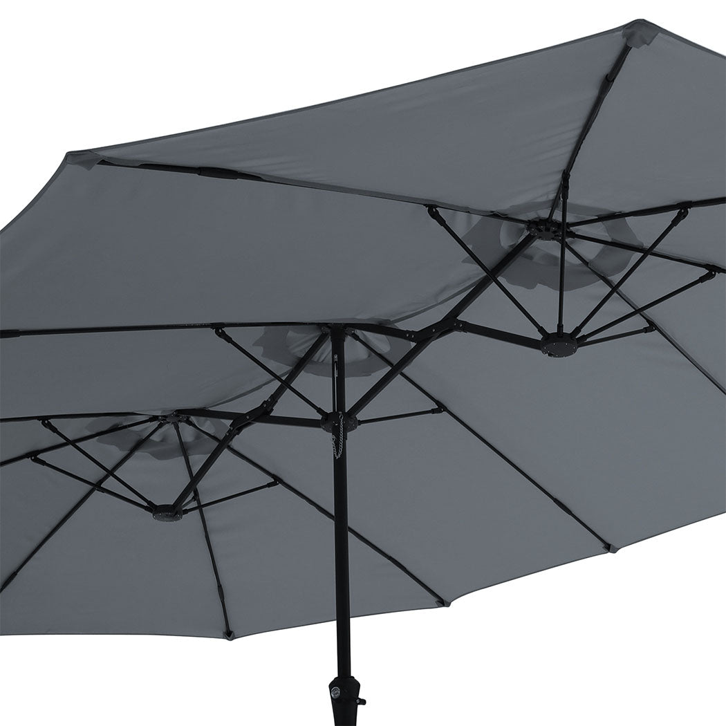 Double Sided Patio Umbrella Grey 400x200x222cm