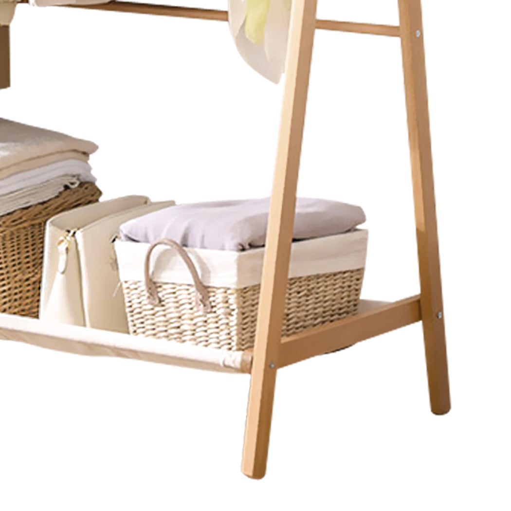 Clothes Rack Wooden Wardrobe Natural