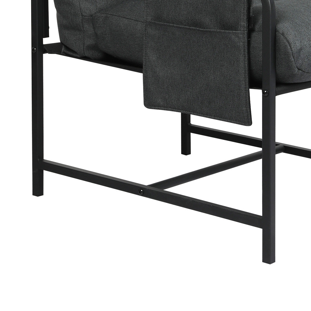 Functional Metal Framed Lounge Chair Linen in Dark Grey  Scandi | id4