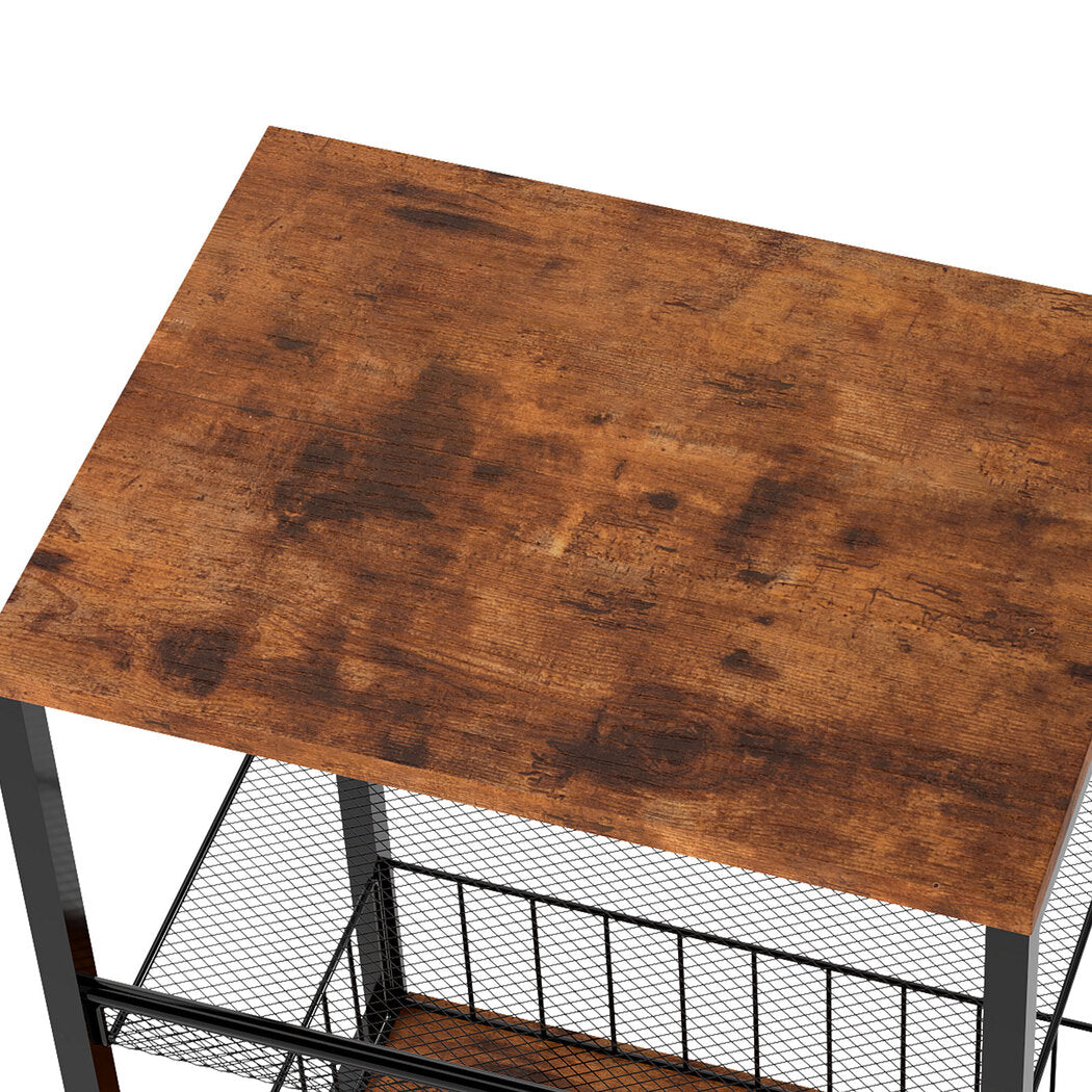 Side Table 3-Tier Storage Brown 40x30x60cm
