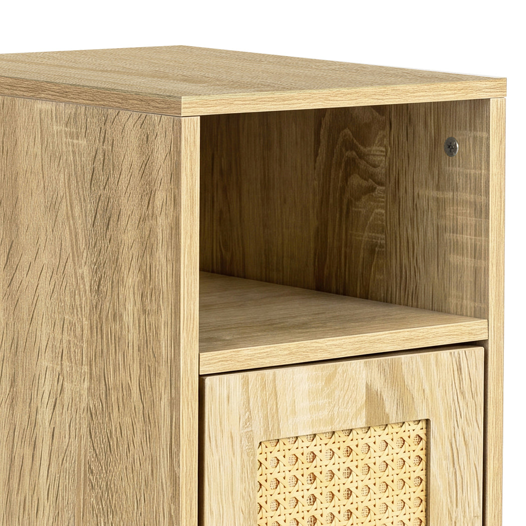 Narrow Bedside Table Set Rattan 24x30x61cm