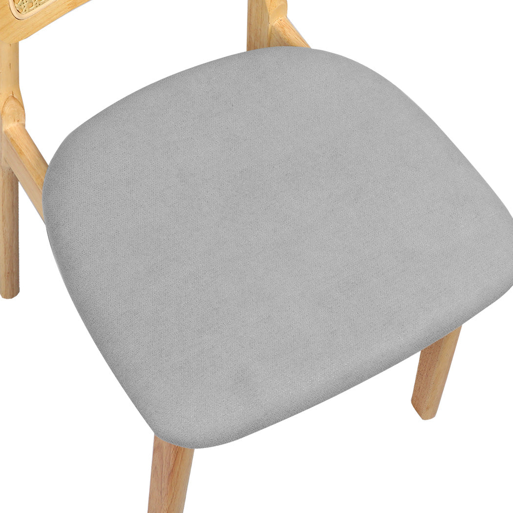 Premium 2x Dining Chair Wood Rattan Armless Natural  Foldable | id4