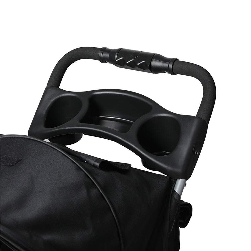 4-Wheel Pet Stroller Dog Cat Cage Travel Carrier Foldable Black