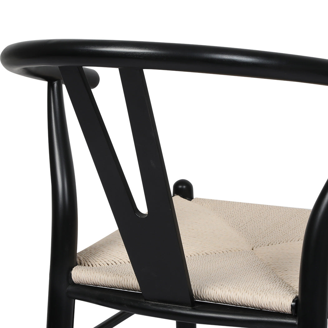 Compact 6x Dining Chairs Wooden Hans Black  Easy Assembly Classic