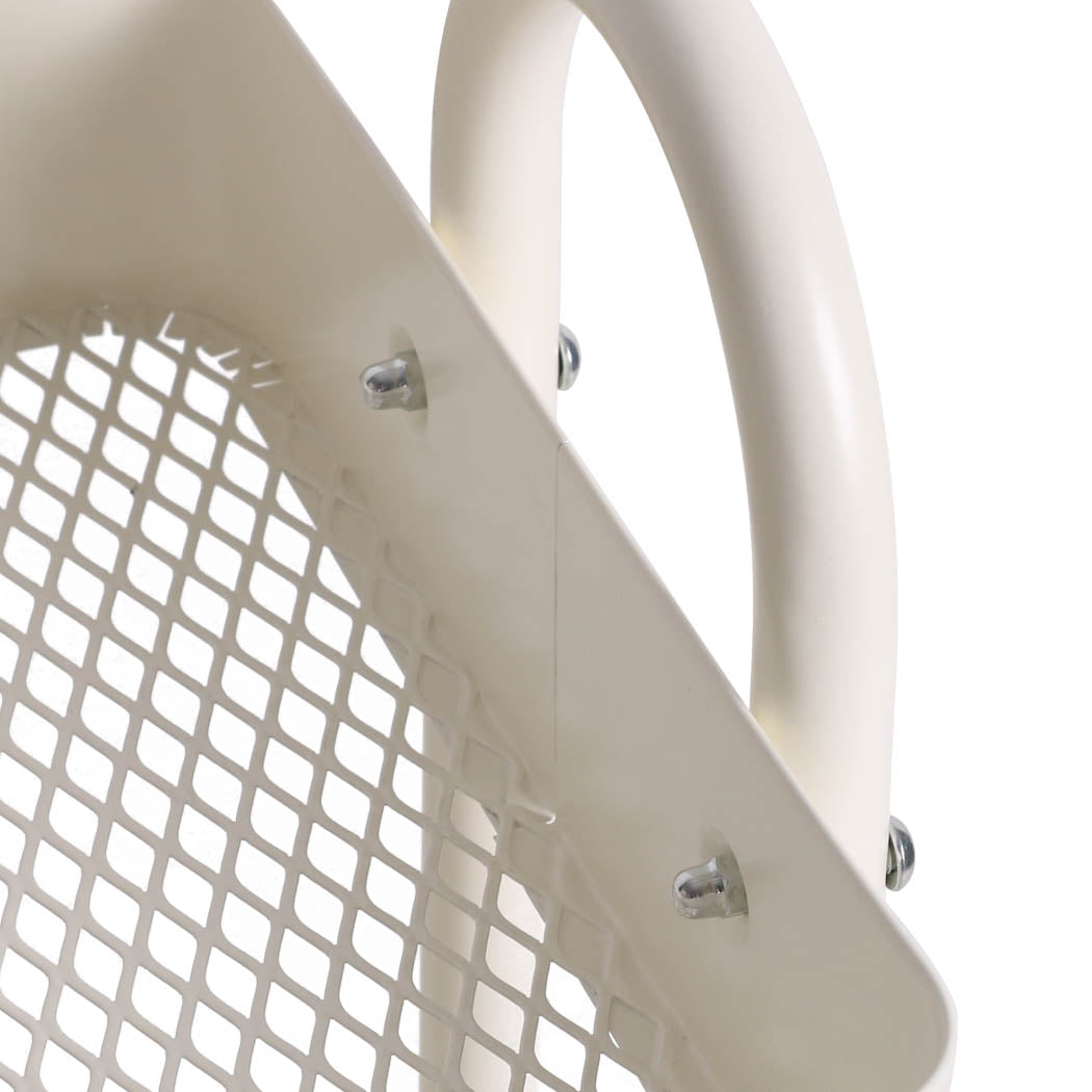 White colour - 3 Tier Storage Trolley Steel Rolling Cart White