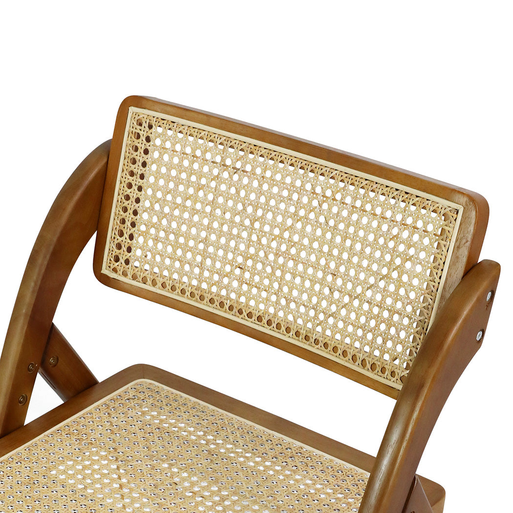 Functional 6X Foldable Rattan Dining Chairs  Wood Finish Classic