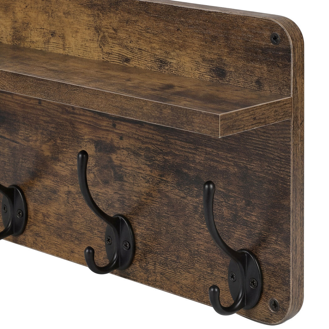 Wall Mounted Coat Rack Shelf Hooks Set 2pc | Simpledeals