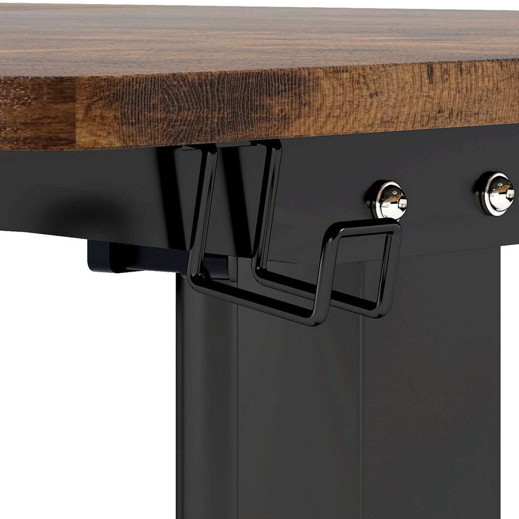 Adjustable Steel Desk - Oak 140x60x72cm