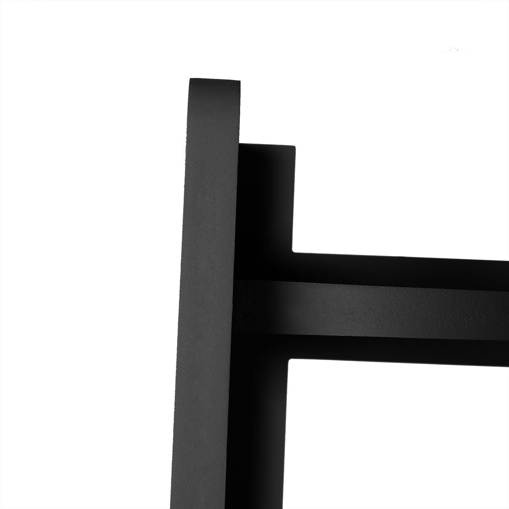 Contemporary 5 Tier Corner Shelf Wooden Storage Black  Durable Frame